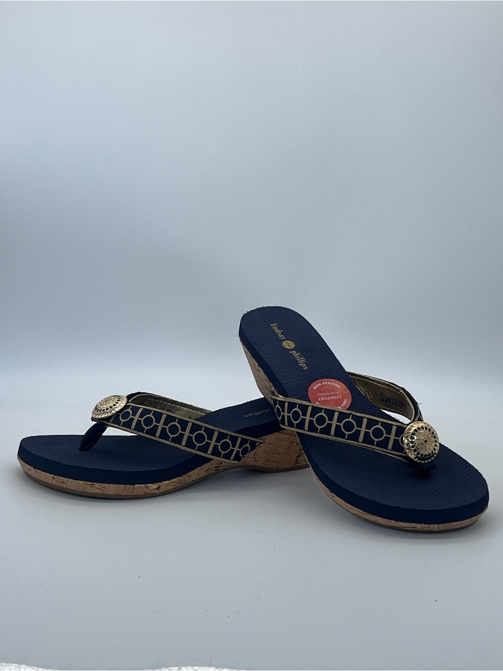 NWT! Lindsay Phillips Yoga Lynne Platform Wedge Sandal NAvy SIze 7 - Picture 6 of 10
